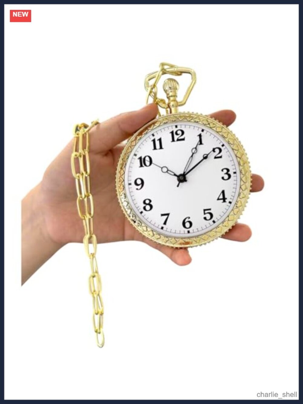 Gold Plated Plastic Pocket Watch Prop 3.7" Costume Accessory Deco